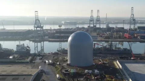 Aggregate Industries’ dome silo is inflated for the first time